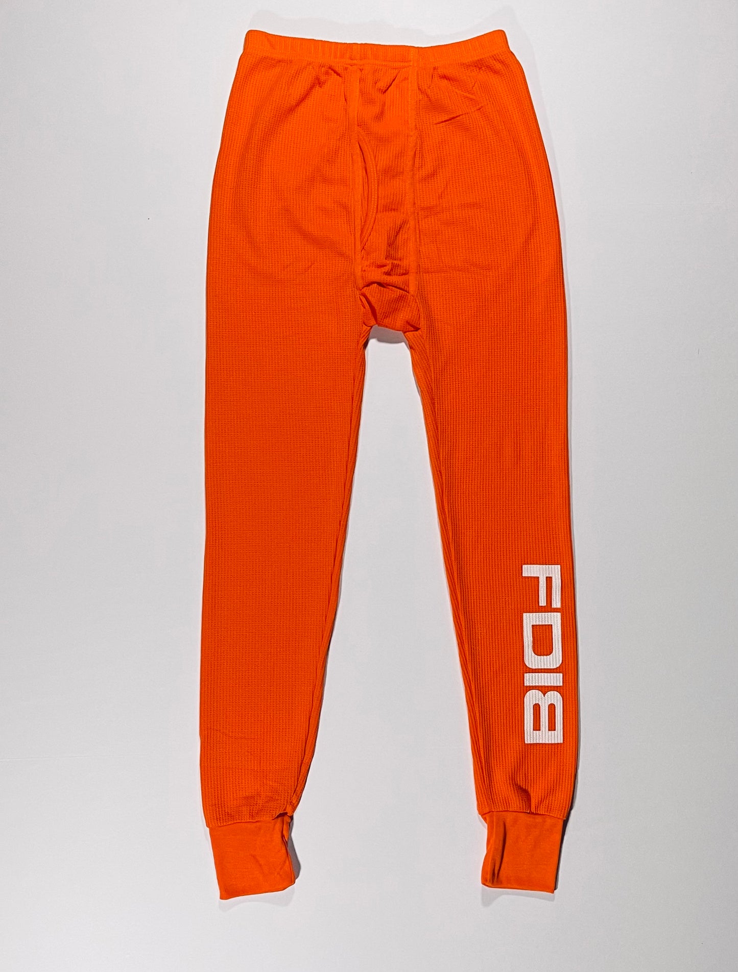 Orange Mens Thermal Tops and Bottom Set With FDIB White Logo